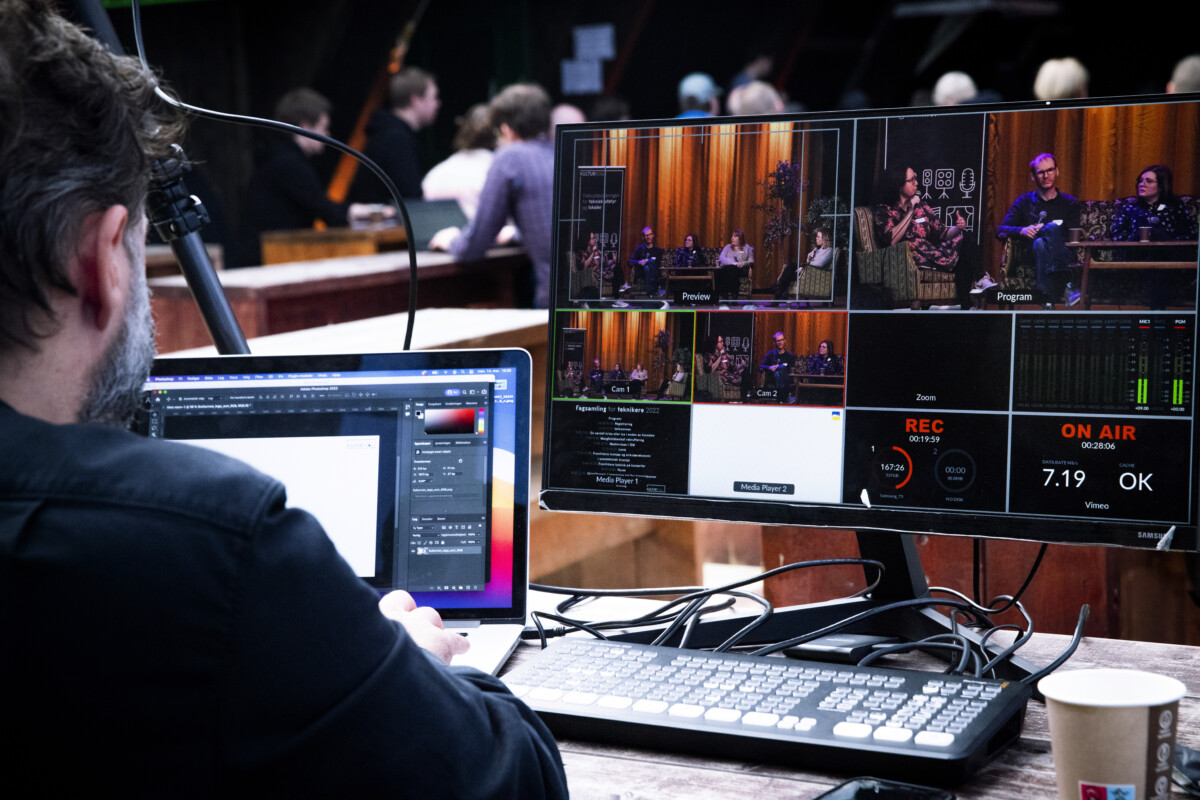 Monitor med forskjellige kameravinkler
