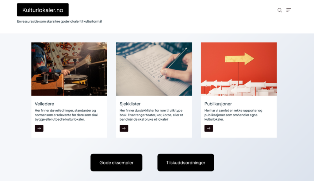 Skjermdump av kulturlokaler.no